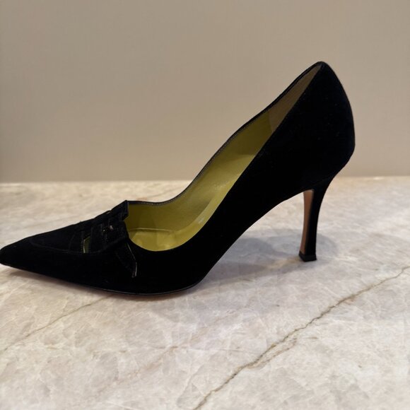 Black Suede Manolo Blahnik Heels - Picture 2 of 3